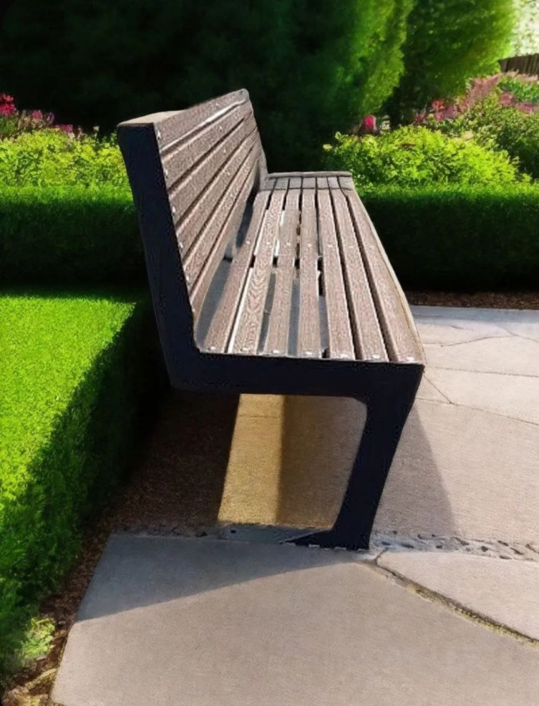 Скамья из ДПК со спинкой  фото-3